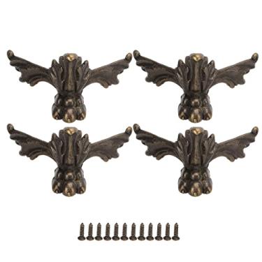 Imagem de Grcfumo 4 Pcs Caixa De Madeira Pés, Pernas De Caixa De Latão Antigo, Vintage Bat Forma Móveis Caixa De Madeira Caixa De Jóias Caixa De Quatro Lados Pés Fixos