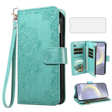 Imagem de Asuwish Capa para celular Samsung Galaxy S24 Plus/S25 Plus S24+ S25+ 5G1 com protetor de tela e suporte para cartão de crédito S24Plus 24S + S 24 24+ S25Plus 25S 25+ SM-S936U Verde