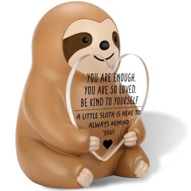 Imagem de wainvniaw Small Sloth with Positive Messages for Inspirational Decor, Mini Sloth Figurines, Positive Gifts for Women Sister, Cute Motivational Birthday Gifts for Friends, Daughter, Coworkers WSH5