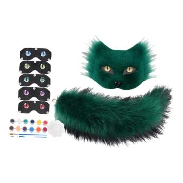 Imagem de kowaku Máscara de falsa e acessório para fantasia de cosplay com cauda para o feriado, Verde