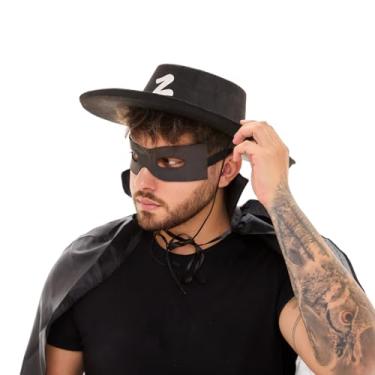 Imagem de Kit Fantasia Zorro Masculina Ou Feminina Com Chapéu Capa E Máscara