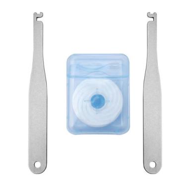 Imagem de Suporte de fio dental reutilizável Piklip em aço inoxidável