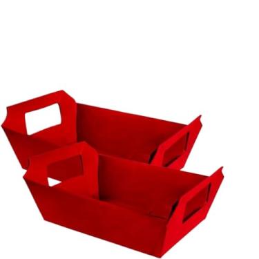 Imagem de Kit 10 Cestinhas de Papel Coloridas 18x12x5cm – Para Presentes, Chocolates, Lembrancinhas e Decoração do Dia das Mães (Vermelho,10 UNIDADES)