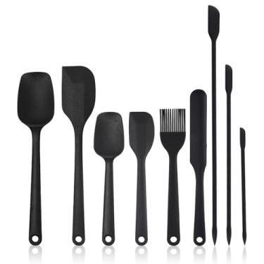 Imagem de Conjunto de espátulas de silicone de 9 peças, espátula de borracha de grau alimentício, lavável na máquina, alça elétrica atualizada com aderência ergonômica, resistente ao calor de até 315 °C para