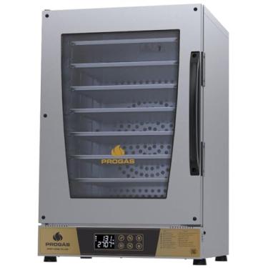 Imagem de Forno Turbo Elétrico PRP-008 Plus Dourado Progás - Estrutura em Inox Vidro Temperado Iluminação Interna Função Vapor 220V