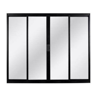 Imagem de Janela 4 Folhas Vidro Alumínio Brilhante, Branco ou Preto Linha 18 Mod