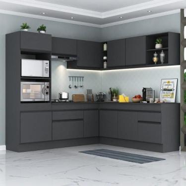 Imagem de Armário De Cozinha Completa De Canto Preto - MULTIMOVEIS