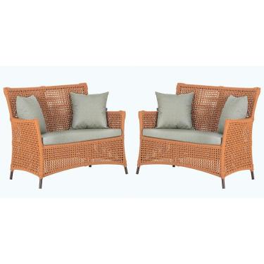 Imagem de 2 Sofás área Externa Igapó Alumínio Marrom Corda Náutica E3 Terra Cota