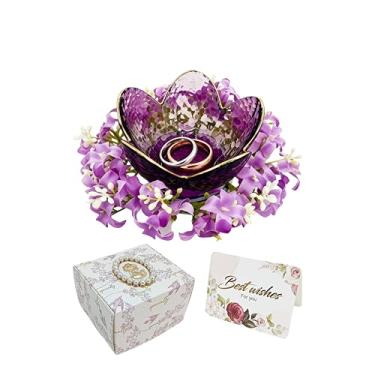 Imagem de Pinsjar Mini anel de flor, bandeja de armazenamento de joias, suporte de anel para penteadeira, mesa de cabeceira, decoração de banheiro de quarto, lindo presente de aniversário de Natal para mulheres