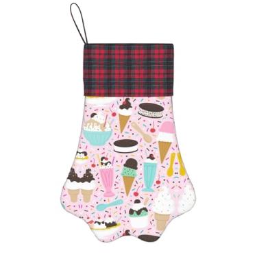 Imagem de Meias de Natal com estampa de sorvete doce, animais de estimação, decoração de Natal, cães, gatos, árvore, presente conveniente