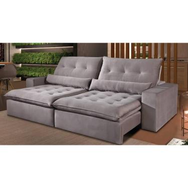 Imagem de Sofá Retrátil e Reclinável Luciana Luxo com Molas Ensacadas e Almofadas Decorativas Vários Tecidos