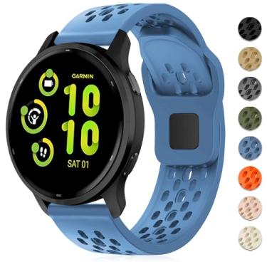 Imagem de Inhosper Pulseiras respiráveis compatíveis com Garmin Vivoactive 6/5/3/Venu/Venu Sq/Venu 2 Plus, pulseira esportiva de silicone macio de 20 mm para Garmin Forerunner 55/165/245/645 feminino e