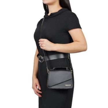 Imagem de Bolsa Pequena Feminina Transversal e de Mao - MH Bolsas, Preto