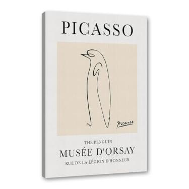 Imagem de Pintura em tela vintage Picasso desenho de linha de desenho de desenho de desenho de desenho de desenho de animal abstrato de desenho minimalista para decoração de sala de estar para sala de estar