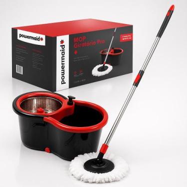 Imagem de Powermaid Mop Giratório Pro Preto com Base Flexível e Balde com Autoli