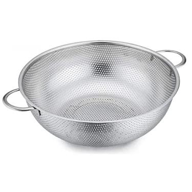 Imagem de Escorredor Peneira Multiuso Inox Com Alça Tailandês Para Macarrão Legumes Frutas Arroz 28 cm