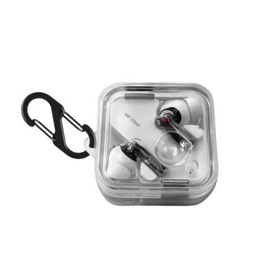 Imagem de HXFRTYU Capa compatível com Nothing Ear 2, capa protetora de silicone macio à prova de choque com acessórios mosquetão, transparente