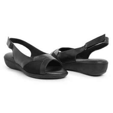 Imagem de Sandalia Feminino Salto Anabela Ortopédico Macia Conforto Couro Não Faz Barulho RF187-Feminino