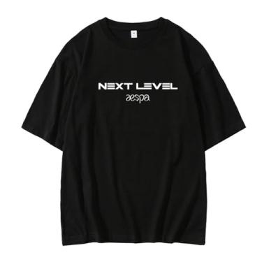 Imagem de Camiseta Aespa Next Level Star Style estampada para fãs de algodão gola redonda manga curta, Preto 1, G