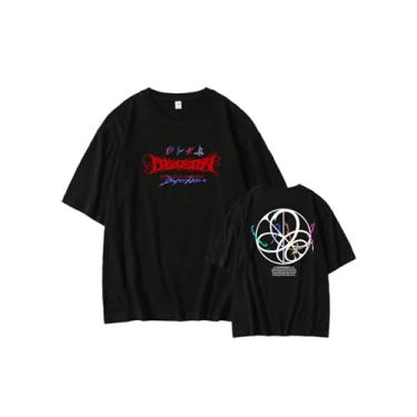 Imagem de Camiseta Aespa Solo Armageddon K-pop Support Camiseta estampada solta streetwear algodão casual camiseta diária unissex para fãs, Preto, 3G