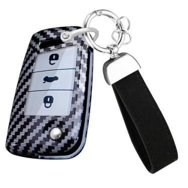 Imagem de HIBEYO Capa de chaveiro compatível com VW Golf 7 Capa de chave de carro para Volkswagen Polo Tiguan MK7 Sagitar T-Roc Lavida Capa para chave de material de PC Acessórios Protetor de chave de carro -