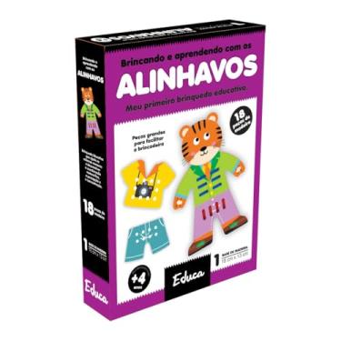 Imagem de Meus Primeiros Alinhavos Tigre Fashion Brinquedo Educativo em Madeira Didático Alfabetização