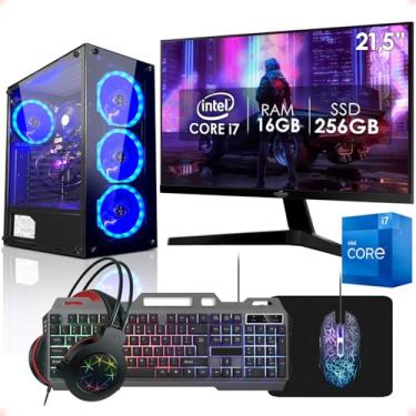 Imagem de PC Gamer Completo Intel Core i7 16GB SSD 256GB Monitor 21,5" Kit Gamer Fonte 400W Strong Tech