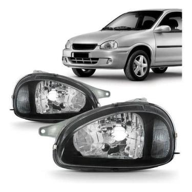 Imagem de Farol dianteiro corsa 2001 a 2010 cromado moldura preta esquerdo ou di