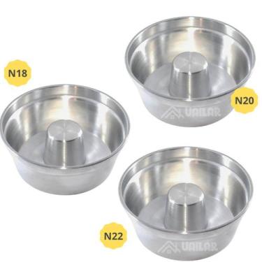 Imagem de Jogo 3 Forma Bolo Pudim Redonda Com Tubo N 18 20 22 Aluminio - ASC