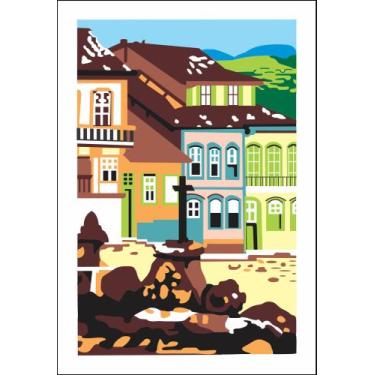 Imagem de Kit De Bordar Completo: Tela Pintada Talagarça + Lã + Agulha +  Manual