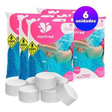 Imagem de Kit 6 Pastilhas Montreal Tripla Ação 200g Para Piscinas - Montreal Pis