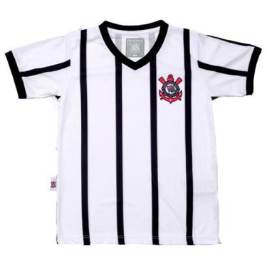 Imagem de Camisa Corinthians Infantil Juvenil Listrada Oficial Revedor, Branco, 