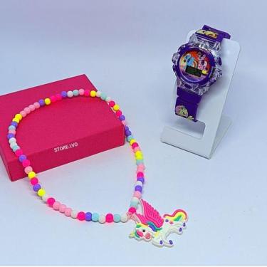 Imagem de Kit Relógio Infantil Digital Pisca Luz Led Toca Musica barbie Frozen +