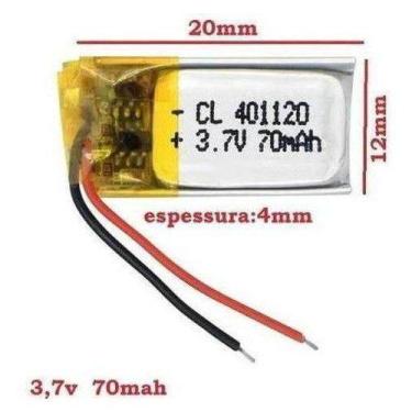 Imagem de Bateria 70 Mah 3,7v 4mm X 12mm X 20mm - bgb