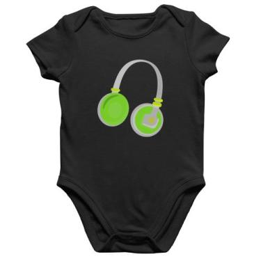 Imagem de Body Bebê Algodão Headphone Verde - Foca na Moda, Preto, P