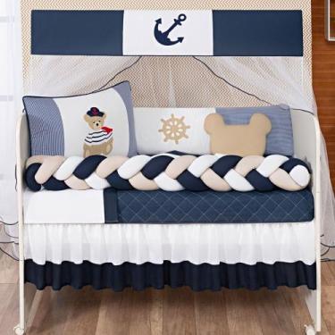 Imagem de Kit Protetor Berço Americano Ursinho Marinheiro Azul Marinho Menino Co