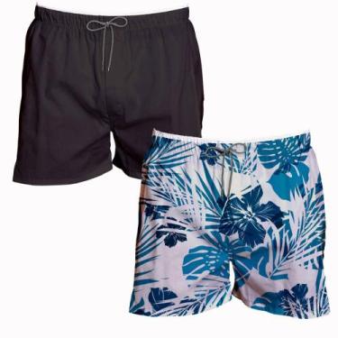 Imagem de Kit 2 Shorts Verão Masculino Curto Básico e Florido Casual - Bueno Sto