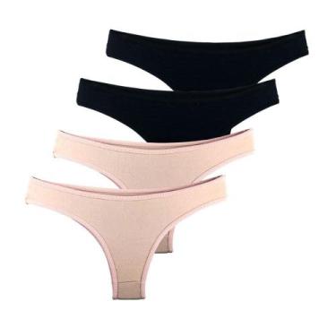 Imagem de Kit 4 Calcinhas Tanga Try Basics Algodão Cotton Básica Lisa Moda Linge
