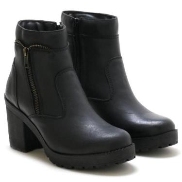 Imagem de Bota Feminina Tratorada Cano Curto Zíper Conforto Dia a Dia - Sender S