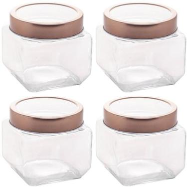 Imagem de Conjunto de Potes de Vidro Lyor Gastro 800ml 4 Porta Mantimento com Ta