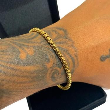 Imagem de Pulseira Bracelete Masculino Veneziana 4mm Banhada Ouro 18k - Azmar Se