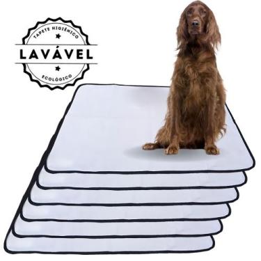 Imagem de Kit com 6 Tapetes Adestradores de Alta Absorção 100x70 Branco com bord