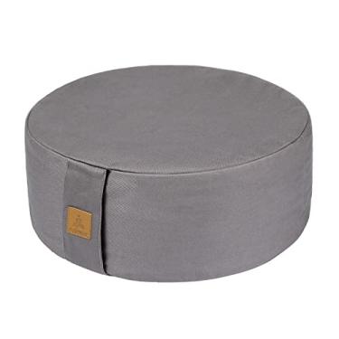 Imagem de Almofada de meditação de trigo sarraceno Feliz Max Zafu, travesseiro de meditação de zabuton redondo, suporte de ioga, bolsa de chão, capa de algodão orgânico com zíper, travesseiro de joelho - 6 cores e tamanhos grandes e pequenos, Light Grey, 16"x16“x5"