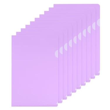 Imagem de PATIKIL Pastas tipo L pacote com 50 bolsos de plástico A5 para projetos de arquivos de papel transparente para escritório, roxo