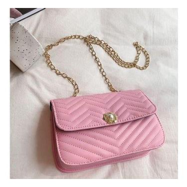 Imagem de Bolsa Feminina Envelope Onda  Alça Corrente Dourada Couro - Unistar, B