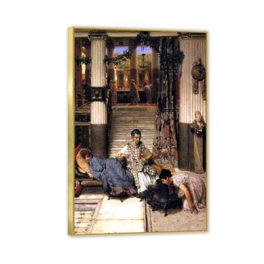 Imagem de MOBYAT Moldura dourada The Convalescent por Lawrence Alma Tadema Prints, reprodução de pintura a óleo, impressão giclée em tela, arte de parede pronta para pendurar para decoração de quarto de casa.