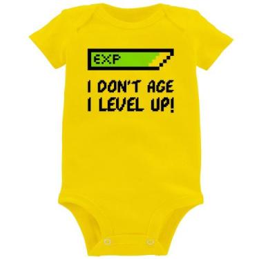 Imagem de Body Bebê I Don't Age, I Level Up - Foca na Moda, Amarelo, P