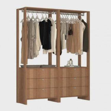Imagem de Closet Modulado 2 Peças 2 Cabideiros e 6 Gavetas Yes