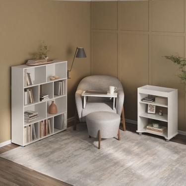 Imagem de Kit 2 Peças com Escrivaninha com Tampo Portátil e Estante 10 Nichos