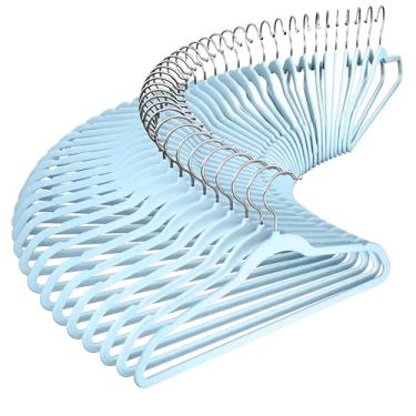 Imagem de Kit 20 Cabides de Veludo Infantil Antideslizantes Ultra Fino Moderno Azul